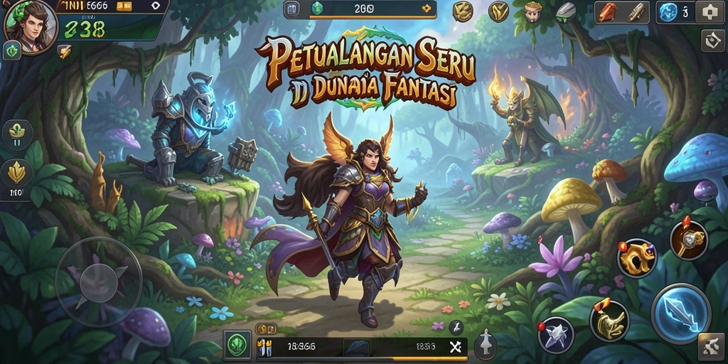 Tangkapan layar dari permainan IND666 menampilkan pertarungan epik di dunia fantasi.