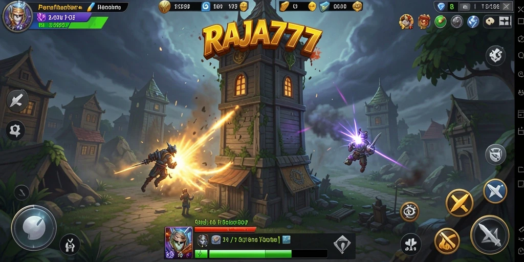 Gameplay menegangkan dari RAJA777 saat melawan monster.