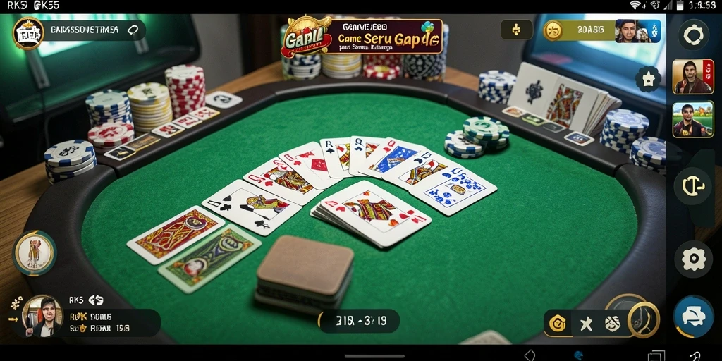 Screenshot utama RK55 menampilkan intensitas permainan Gaple yang seru.