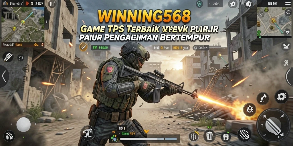 Screenshot utama WINNING568 menunjukkan aksi seru dalam gameplay TPS.